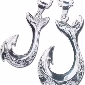 ハワイアンジュエリー ハワイアン ペアネックレス ネックレス 手彫り フィッシュフック スクロール 【フレンチロープチェーン付き幅1.4mm/45cm幅2mm/50cm】 シルバーアクセサリー