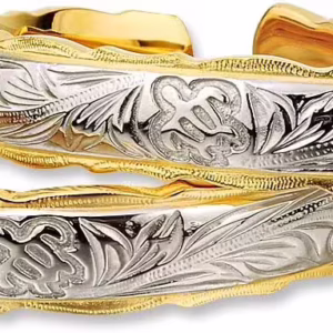 ハワイアンジュエリー ペアバングル サージカルステンレス アクセサリー ホヌ プルメリア スクロール イエローゴールド ヘビーウェイト