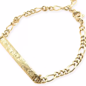 ハワイアンジュエリー ブレスレット サージカルステンレス イエローゴールド プルメリア スクロール アクセサリー