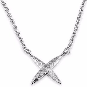 ハワイアンジュエリー ネックレス サージカルステンレス サーフボード クロス 海 小さめ フレンチロープ シルバー チェーン付き