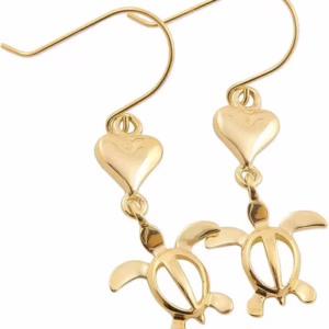 ハワイアンジュエリー ピアス ホヌ ハート ウミガメ 10K イエローゴールド 両耳用