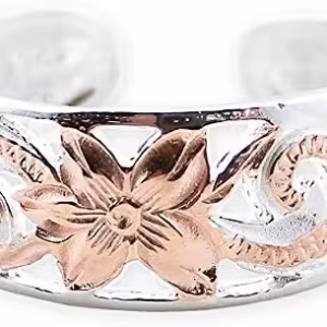 ハワイアンジュエリー トゥリング ピンキーリング 指輪 スクロール プルメリア シルバー アクセサリー 透かし模様 ピンクゴールド